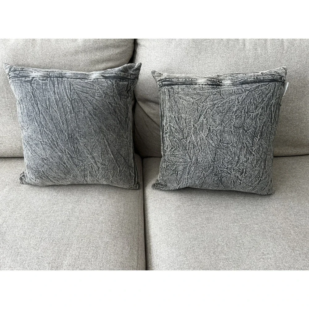 Bella Lux Pillow Case‎ Cover Crewel Embroidered Snowflake Gray Down Pillow (2)